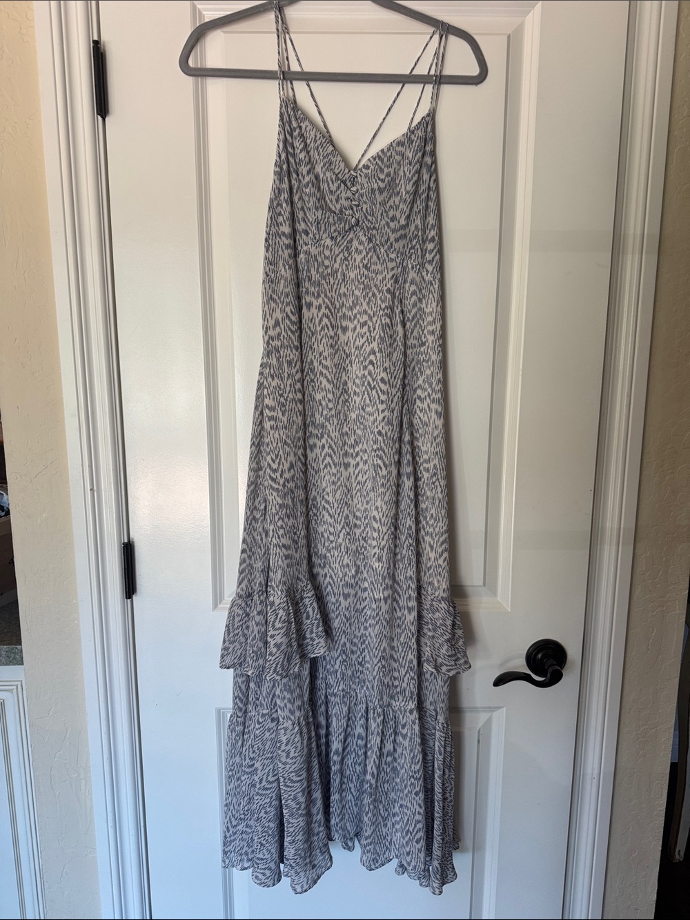 Urban Outfitters Blue Printed Spaghetti Strap Maxi Dress
